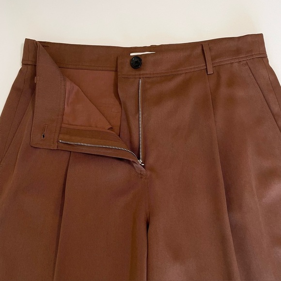 The Reset Eco Slouchy Trouser Pleat Front Tencel Lyocell Pant Cedar Brown Medium - Picture 8 of 11